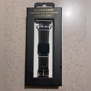 NWT Apple iWatch Black Canvas Band w/ Stitched Edging/Silvertone Hardware